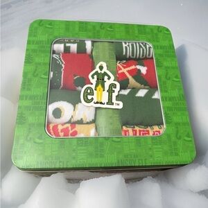 NEW In Collectors Tin 8 Pairs Buddy the ELF Men’s Christmas Crew Socks